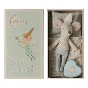 Tooth Fairy Lttle Brother Mouse Blue with Metal Box | Maileg