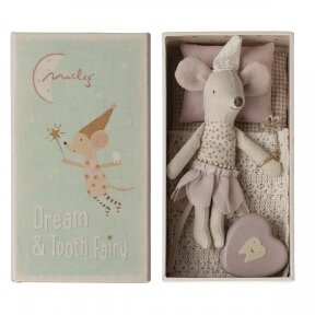 Tooth Fairy Little Sister Mouse Pink with Metal Box | Maileg