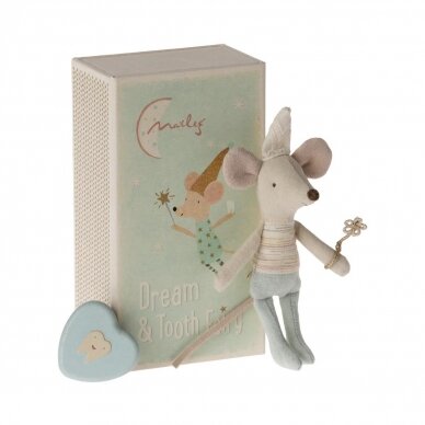 Tooth Fairy Lttle Brother Mouse Blue with Metal Box | Maileg 1