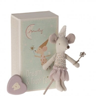 Tooth Fairy Little Sister Mouse Pink with Metal Box | Maileg 1